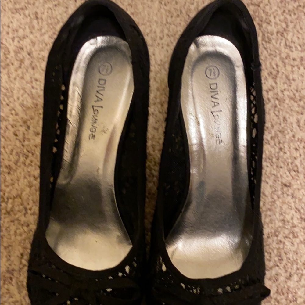 Black Wedge Shoes - Picture 2 of 7